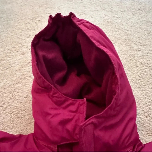 GAP Kids Girl Rose Pink Red Puffer Bomber Jacket Lined Removable Hood Size XL 12 - Picture 10 of 16